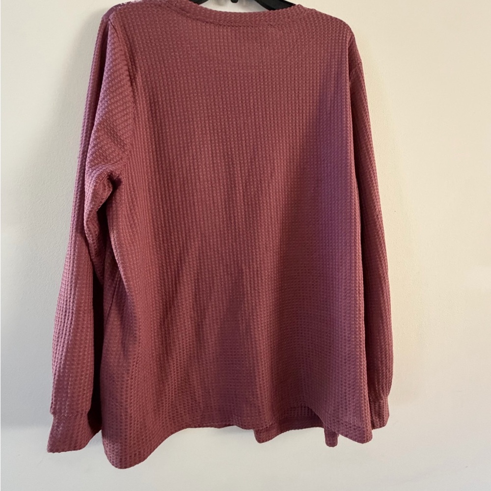 BloomChic Dusty Rose Waffle Knit Sweatshirt - Picture 7 of 9